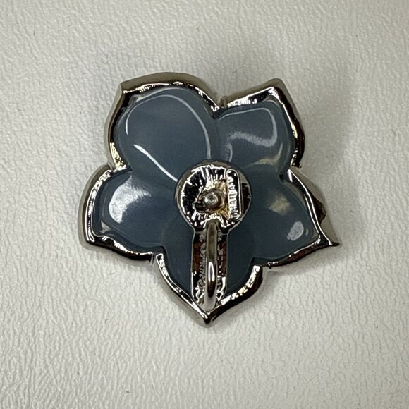 Nolan Miller Crystal French Blue Flower Slide Pendant Enhancer Silver Tone Vtg - Picture 6 of 7